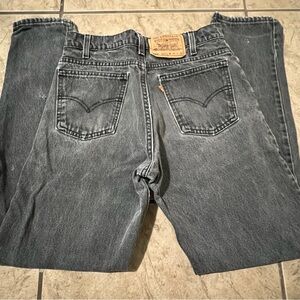 Levi's 550 orange tab faded black denim relaxed fit tapered leg size 28x30 90s